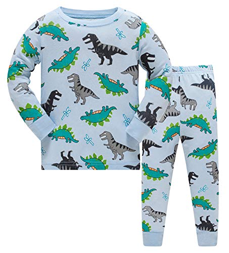 GSVIBK Boys Pajamas Kid Long Sleeve Cotton Pajamas Toddler Dinosaur Pajamas 2-Dinosaur 3-4Years 250