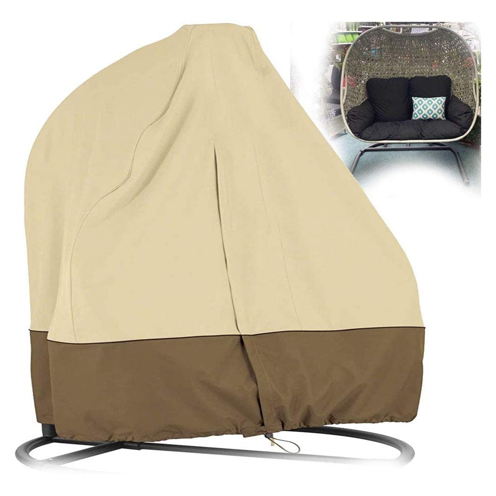 HONCENMAX Patio Hanging Chair Cover with Zipper - Outdoor Cocoon Egg Chair Cover - Waterproof/Windproof/Durable Furniture Protective Cover - for Double Swinging Chair 230x200cm