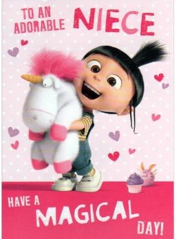 Adorable Niece Agnes & Fluffy Unicorn Minions Card