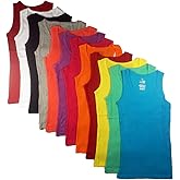Studio 3 12 Pieces Pack Women's Ribbed 100% Cotton Slim Tank Tops-Assorted Color