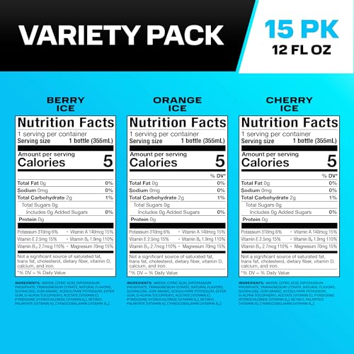 PRIME ZERO VARIETY BERRY ICE, CHERRY ICE, & ORANGE ICE SUGAR FREE SPORTS DRINKS, ELECTROLYTE ENHANCED TO REPLENISH FLUIDS, B VITAMINS, ANTIOXIDANTS, LOW CALORIE, NATURAL FLAVORS, 12 FL OZ, 15 PACK