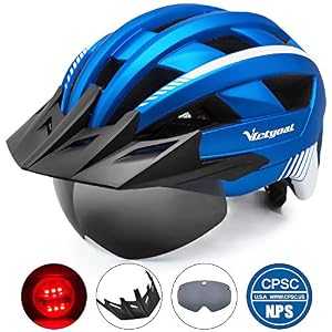 Victgoal Bike Helmet for Men Women with Led Light Detachable Magnetic Goggles Visor Mountain & Road Bicycle Helmets…