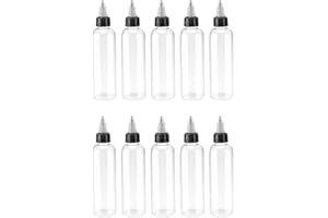 10Pcs Plastic Squeeze Bottles with Twist Cap,Clear Dispensing Cap,Empty Cap for Ink Liquid,Cookie Decorating, Condiments, Art