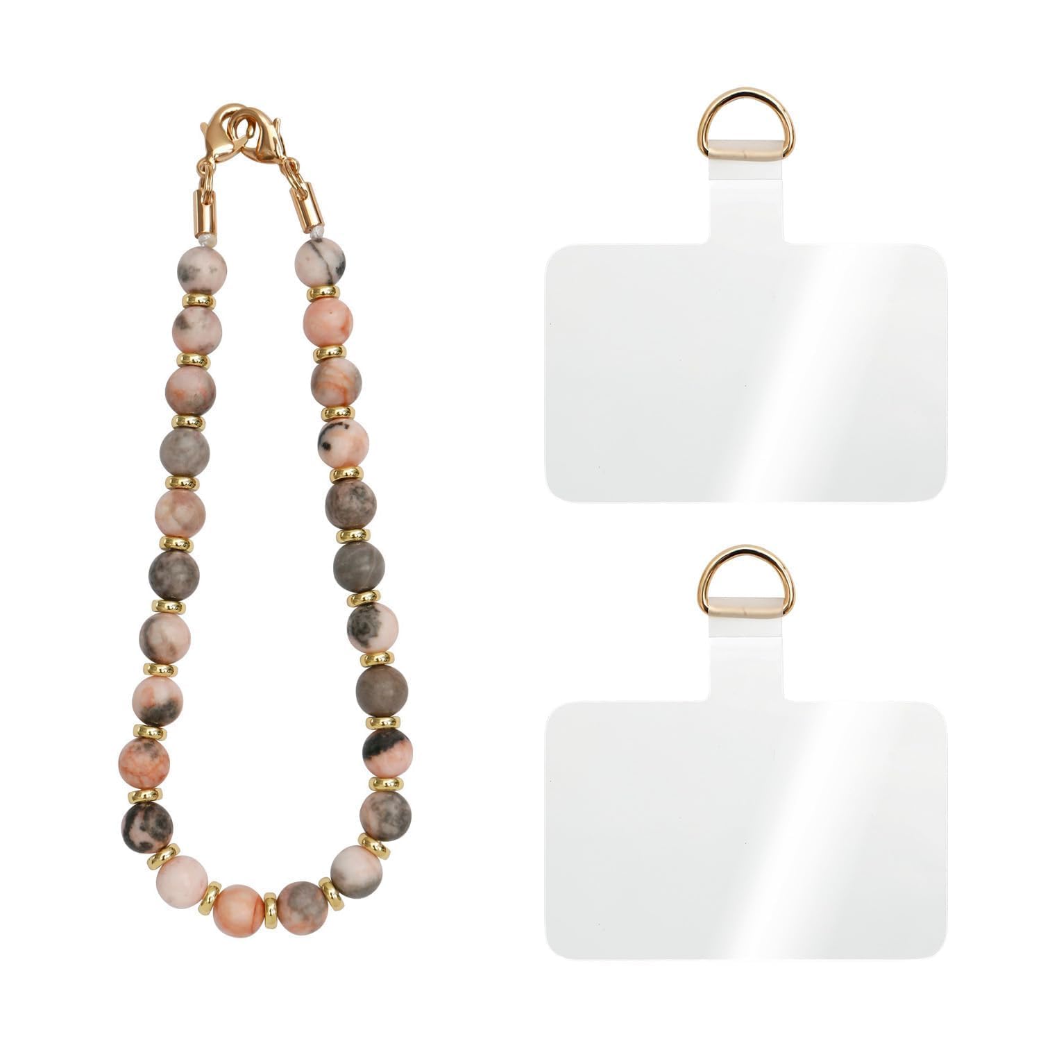 L0famy Phone Charm Strap, Charm Wrist Bracelet Strap Stone Beaded With 2 Tether Tabs,Handmade Detachable Lanyard Charms Straps Chain For Women Girls