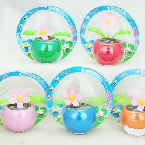 Gangnam Shop New Solar Powered Flip Flap Flower Cool Car Decoration Dancing Toys - Random Color