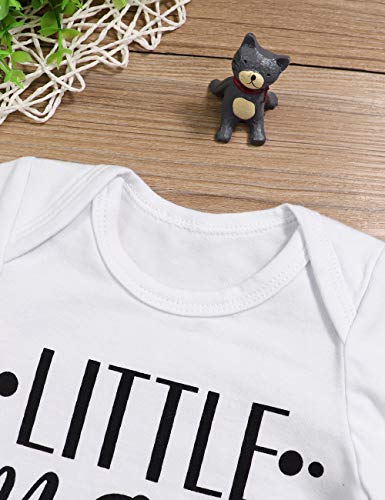 Newborn Baby Boy Clothes New to The Crew Letter Print Romper Long Pants Hat 3PCS Outfits Set Breathable and Soft (O-White, 9-12 Months)