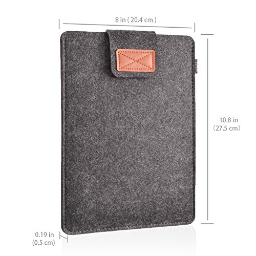 TFY Protective Carrying Pouch Bag (Dark Grey), plus Bonus Hand Strap Holder for For 9 - 10 Inch Tablets - iPad Air / iPad Pro 9.7" / Samsung Galaxy Tab 10.1"/ Tab 4 10.1" / Tab S 10.5