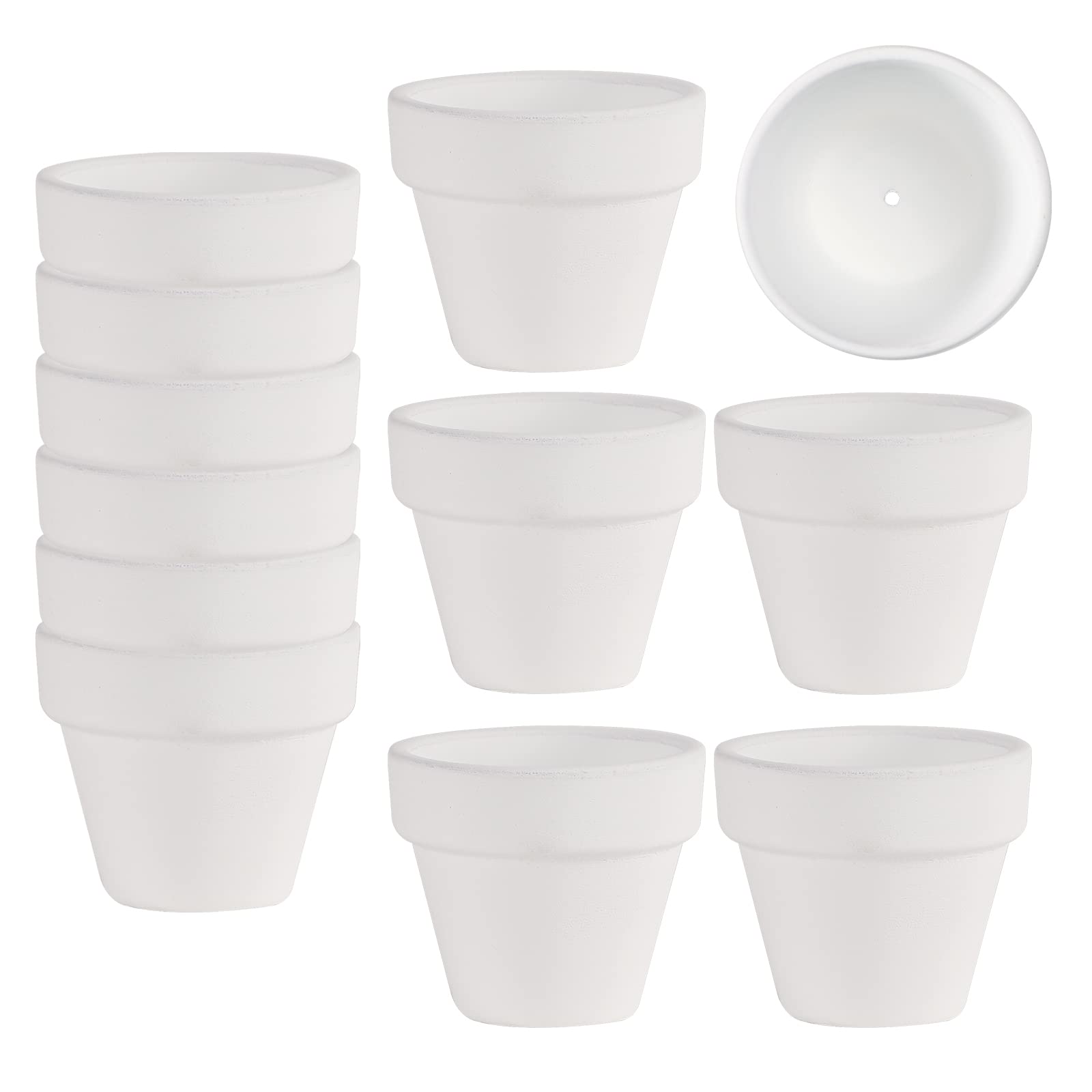 Mini White Terracotta Clay Flower Pots 2 inch with Drainage Holes for ...