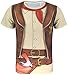 Funny World Mens Western Cowboy Costume T-Shirts Graphic Tee, XXL, Brown