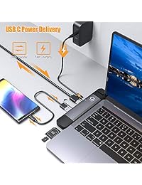 Adaptador multipuerto modular USB C de Mayoyo, doble tipo C con HDMI 4K, Thunderbolt 3 100 W de suministro de energía, Gigabit Ethernet, lector SD TF, 3 puertos USB 3.0 compatibles con MacBook Pro 2016 2017 2018