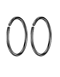 Black Small Hoop Earrings for Cartilage Nose, Tiny