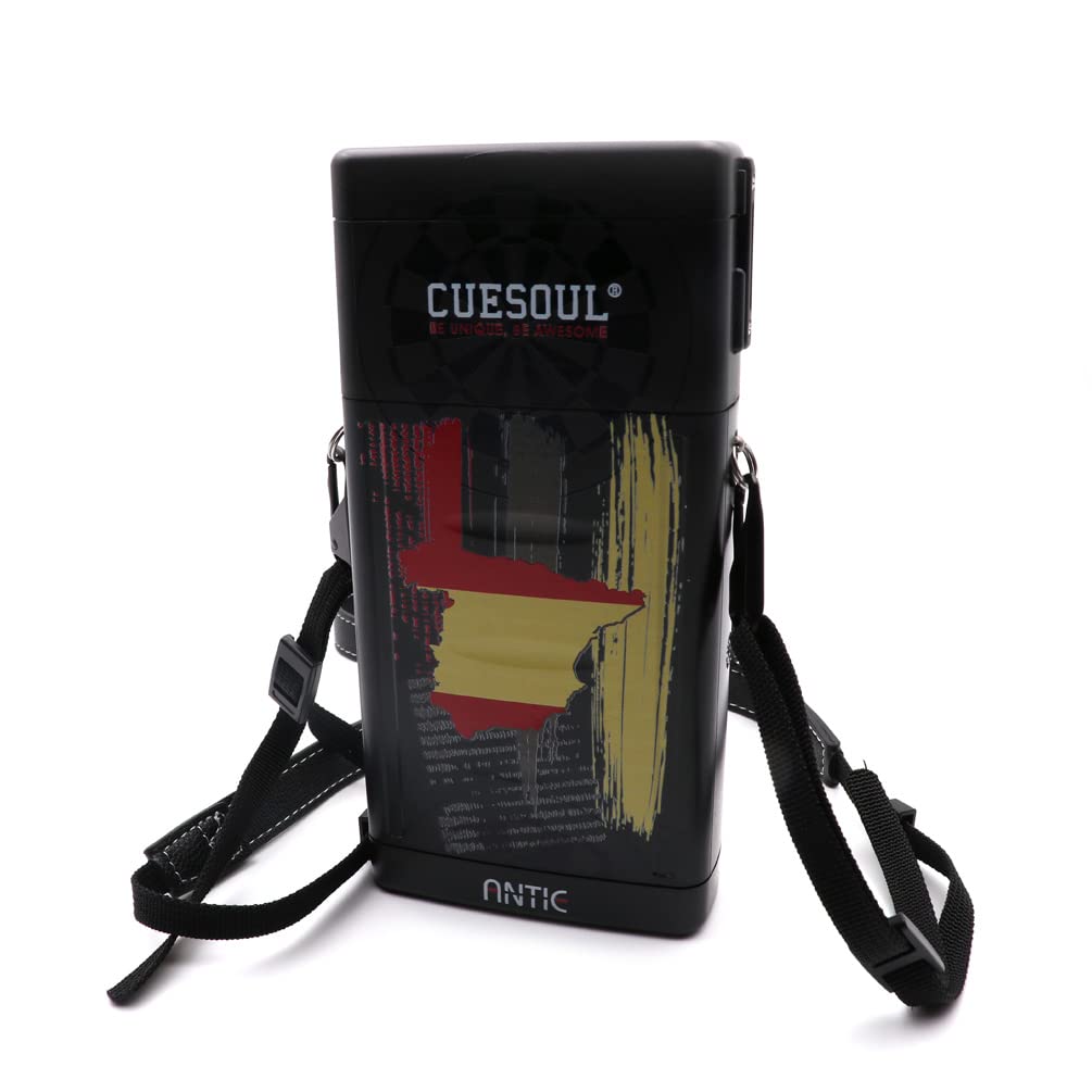 CUESOUL ANTIE Hard Dart Case,Holds 6 Steel Tip Darts/Soft Tip Darts & Extra Accessories,with Flags Design,Durable Use