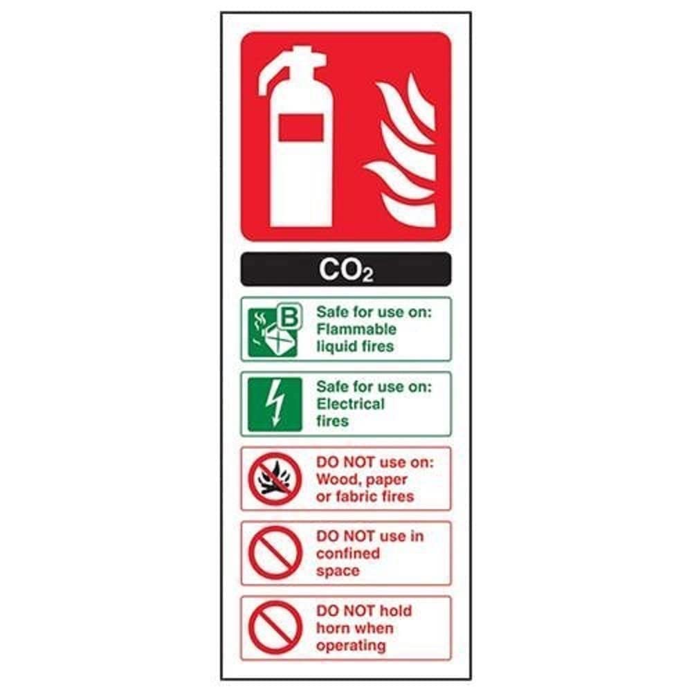 V Safety Co2 Id Fire Extinguisher Sign - Portrait - 75mm X 200mm - 1mm Rigid Plastic — image 1