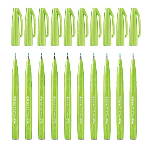 Pentel Brush Sign Pen Lime Green - Pack of 10