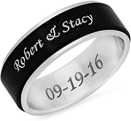 Forevergifts Free Engraving - Stainless Steel Two Tone Spinner Ring