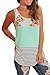 Womens Tops Sleeveless Round Neck Stripe T-Shirts Tank Tops Green M
