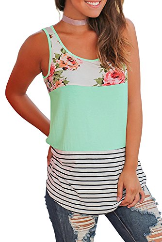 image for WFTBDREAM Women Tank Tops Summer Sleeveless Striped Shirts Floral Tops
