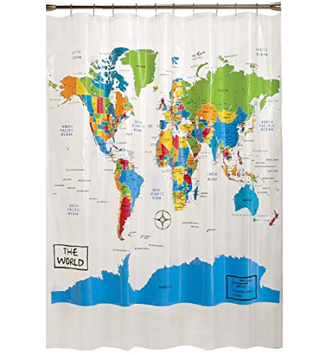 SKL Home by Saturday Knight Ltd. Duschvorhang mit Weltkarte, 178 x 183 cm, Mehrfarbig