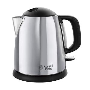 Russell Hobbs Victory 24990-70 - Hervidor de Agua Eléctrico, 1 L, Acero Inox, Detalles en Plásticos, 2200 W