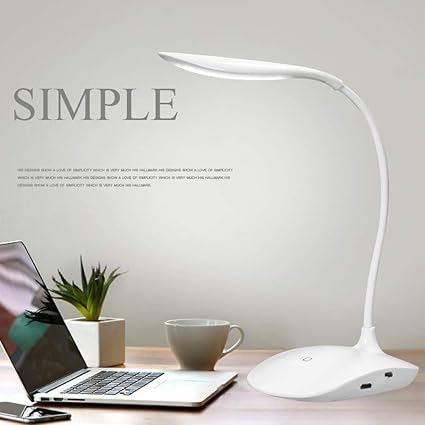 Azacus Table lamp Shadeless Fashion Flexible Neck LED Reading Eye Protection Study Desk Lamp Brightness Switch Dimmer LED Table Lamp