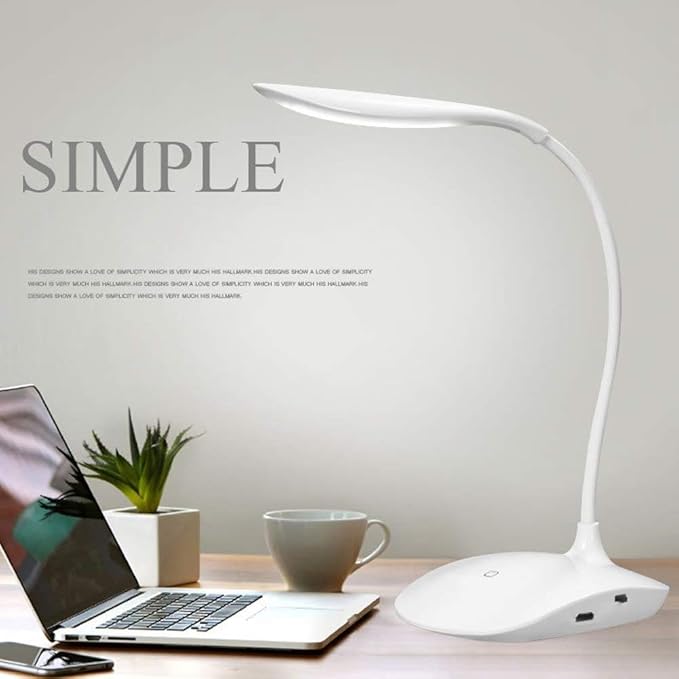 Azacus Table lamp Shadeless Fashion Flexible Neck LED Reading Eye Protection Study Desk Lamp Brightness Switch Dimmer LED Table Lamp