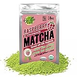 Raspberry Organic Matcha Green Tea Powder - 80 Servings, 8 oz - 2 Ingredients, Natural Flavored Instant Tea for Drinking, Smoothies or Baking, Grade A Matcha
