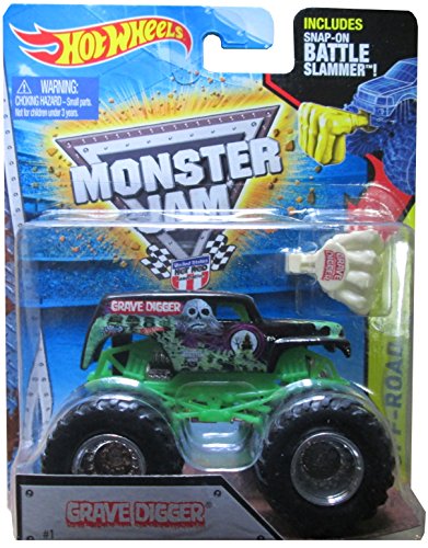 Hot Wheels Monster Jam 2015 Off-Road Grave Digger (with Snap-On Battle Slammer) 1:64 Scale, Black and Green