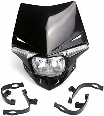 SUCAN Universal Motorcycle Headlamps with LED Turning Lights For KTM Honda Yamaha Kawasaki Suzuki Enduro (Black)