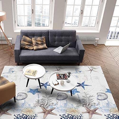 2x3ft-Large-Area-Rugs-for-Living-Room-Nautical-Tropical-Ocean-Collection-Area-Runner-Rugs-Non-Slip-Bedroom-Carpets-Hallways-Rug-Outdoor-Indoor-Nursery-Rugs-Decor-Anchor-Starfish-Shell-Seahorse 2x3ft Large Area Rugs for Living Room, Nautical Tropical Ocean Collection Area Runner Rugs Non Slip Bedroom Carpets Hallways Rug, Outdoor Indoor Nursery Rugs Décor, Anchor Starfish Shell Seahorse
