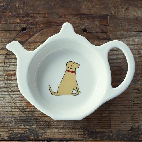 Sweet William Teabag Dish, Teapot Shape,   Yellow Labrador