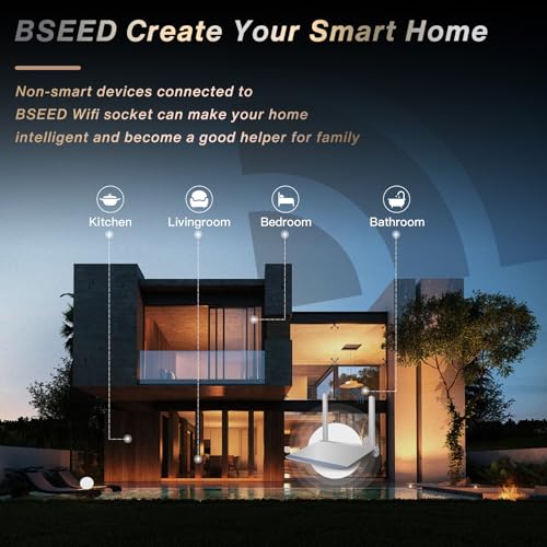 BSEED Smart Plug with Glass, WiFi Wall Plugs with Energy Meter, Remote Control and Timer, Neutral Cable Required, 1 WiFi Plug with Measurement, 86 mm White