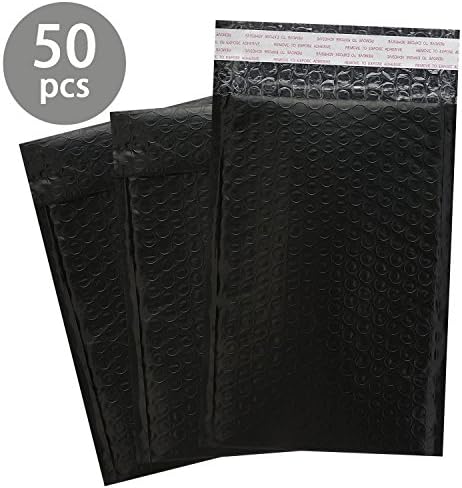 Hengu #0 6x10 Inches Black Ploy Bubble Mailers, Self-Seal Padded Shipping Envelops Pack of 50pcs
