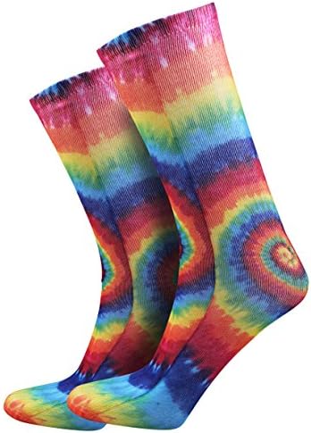 Lucky 7 Men's Or Women's 3D Printed Mid Calf Multi Pattern Crew Socks Tiedye One Size