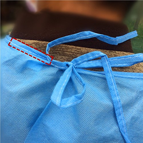 Tinsay Universal Size Blue Disposable Isolation Gowns Disposable Clean Medical Laboratory Isolation Cover Gown Surgical Clothes Pack of 10