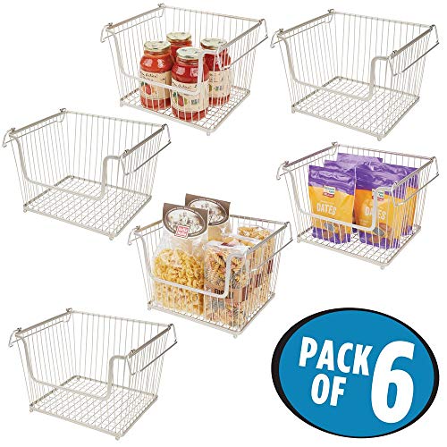 mDesign Modern Stackable Metal Storage Organizer Bin Basket with
