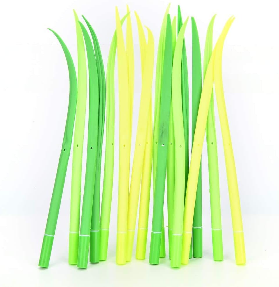 Drhob12pcs/lot Creative Cute Stationery Tiny Green Grass Gel Pen Blade Grass Potting Decoration Zakka Black Refill Gel Pen School Office Supplies