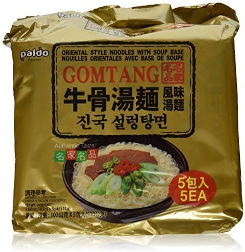 5-pack of Paldo Gomtang Oriental Style Noodles with Beef Soup Base, 5x102 G, Made in Korea by PALDO GOMTANG