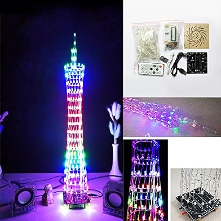 Bluelover Diy Bluetooth Canton Tower Led Licht Würfel Kit Fernbedienung Musik Spectrum Electronic Kit -Farbe