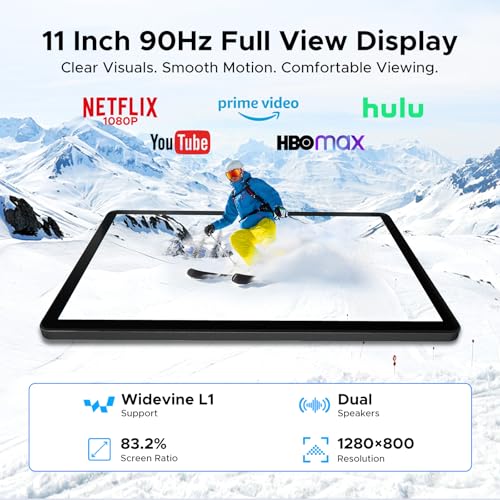 POPUX P11 Android 16 Tablet 11 Inch, 48GB RAM+128GB ROM (2TB TF), 90Hz, T7250 Octa-Core, 8800mAh, 13MP+5MP, Gemini AI, Widevine L1, Face ID, GPS, FM, Tablets with Keyboard and Pen, Black