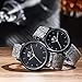 Menton Ezil Classic His and Hers Couples Matching Watch Leather Band Quartz Wrist Watches for Women and Men - Set of 2