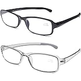 DOOViC 2 Pack Reading Glasses for Women Men TR90 Flexible Lightweight Anti Eyestrain Blue Light Blocking Computer Readers