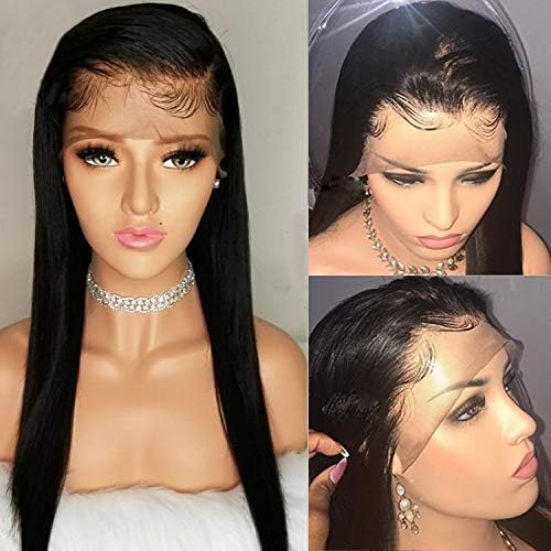 Fushen Hair 13x6 Lace Front Wig 150 Density Full Lace Frontal Wigs Human Hair Virgin Long Straight Lace Front Wigs for Black Women Pre Plucked Hairline Natural Color(18 inch, free part lace front wig)