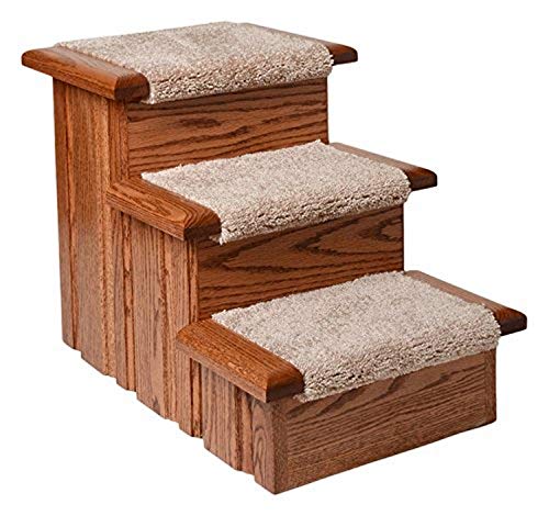 Premier Pet Steps Tall Raised Panel Dog Steps, Carpeted Tread with Stained Early American, 17-Inch Premier Pet Steps Tall Raised Panel Dog Steps, Carpeted Tread with Stained Early American, 17-Inch