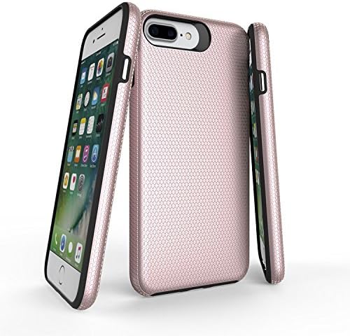 Rugged Heavy Duty Dual Layer Armor Case for iPhone 7/8 Plus American Popular Phone PC+TPU Case for iPhone 7 and 8 Plus by DOKDO (Rose Gold)
