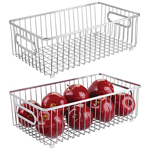 mDesign Metal Farmhouse Kitchen Pantry Food Storage Organizer Basket