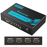 Tolmnnts HDMI Splitter 1 In 4 Out Powered by AC Adapter, Supports 4K@30Hz 3D Full HD1080P, Compatible with Xbox PS3 PS4 Fire Stick Roku Blu-Ray Player HDTV - 1 Input To 4 Outputs