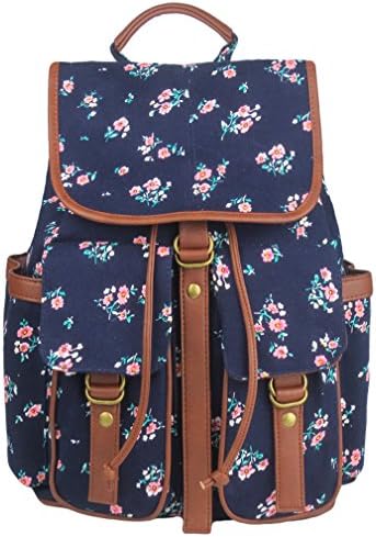 Imiflow Casual Backpacks Print Leather Daypacks Travel College Rucksack Backpack Purse for Girls Women 005 Flower