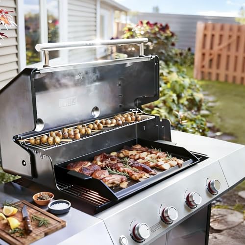 BBQ Future Universal Cast Iron Griddle for Gas Grill with Spatula Set, 23" x 16" Pre-Seasoned Nonstick Griddle Insert Large BBQ Flat Top Plate for All Gas/Electric Grill, Stove Top and More
