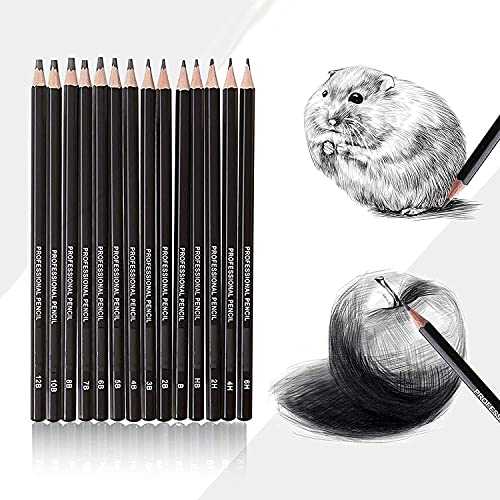 GETKO WITH DEVICE Professional Art Sketching Drawing Writing Pencil1B 2B 3B 4B 5B 6B 7B 8B 10B 12B 2H 4H 6H Hb 14 Pcs/set Pencil Stationery Supplies