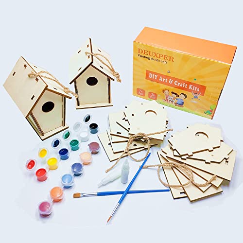 Wooden Bird House Building Kits for Kids Ages 4-8, 2 Pack Backyard